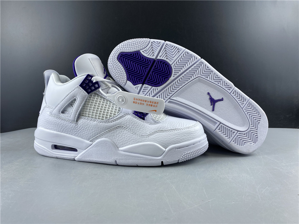 Air Jordan 4 Pure Money White Purple Shoes
